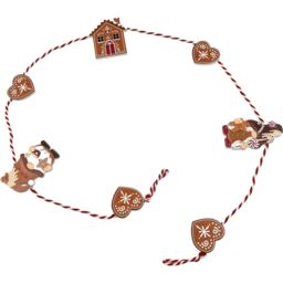 Candy Cane Lane Brown Wooden Gingerbread Garland - thumbnail 1