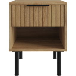 GFW Nervata Single Drawer Single Shelf Oak Lamp Table - thumbnail 2