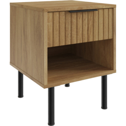 GFW Nervata Single Drawer Single Shelf Oak Lamp Table - thumbnail 3