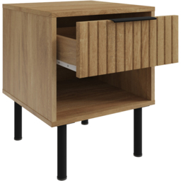 GFW Nervata Single Drawer Single Shelf Oak Lamp Table - thumbnail 4