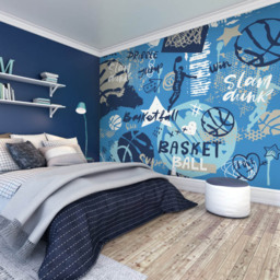 Origin Murals Graffiti Basketball Blue Wall Mural - thumbnail 3