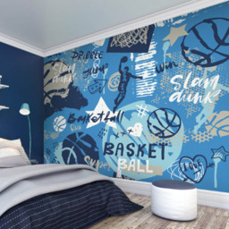 Origin Murals Graffiti Basketball Blue Wall Mural - thumbnail 1