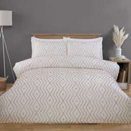 Kasiya Natural and White Double Geo Duvet Set - thumbnail 1