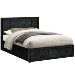 Hannover Small Double Black Crushed Velvet Ottoman Bed Frame - thumbnail 2