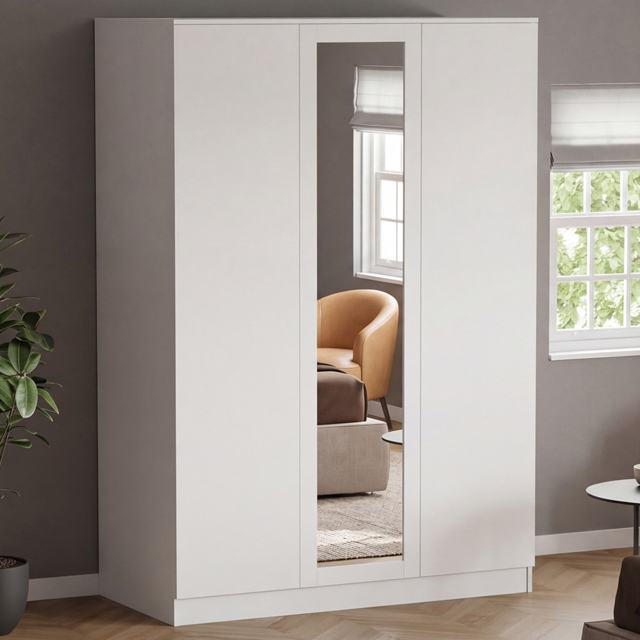 Vida Designs Denver White 3 Door Mirrored Wardrobe - image 1