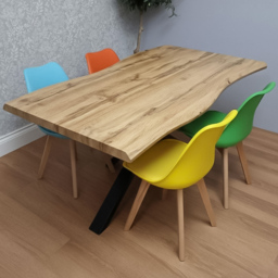 Portland Multicolour Faux Leather Plastic Wooden 4 Seater Dining Set
