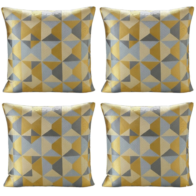 Alan Symonds Ochre and Silver Scandinavian Cushion with Polyester Filled Pad 45 x 45cm 4 Pack