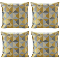 Alan Symonds Ochre and Silver Scandinavian Cushion with Polyester Filled Pad 45 x 45cm 4 Pack