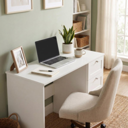 FWStyle Artus White 3 Drawer Vanity Dressing Table - thumbnail 4