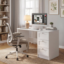 FWStyle Artus White 3 Drawer Vanity Dressing Table - thumbnail 2