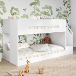 Flair Deimo Single White Low Bunk Bed with Staircase - thumbnail 4