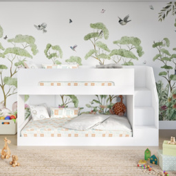 Flair Deimo Single White Low Bunk Bed with Staircase - thumbnail 3