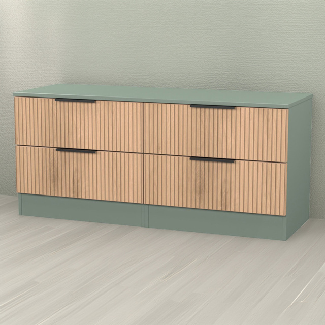 Crowndale Java Slatt Effect and Reed Green 4 Drawer TV Unit - image 1