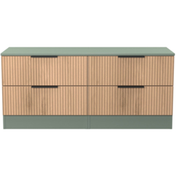 Crowndale Java Slatt Effect and Reed Green 4 Drawer TV Unit - thumbnail 2
