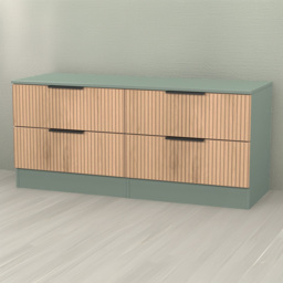 Crowndale Java Slatt Effect and Reed Green 4 Drawer TV Unit