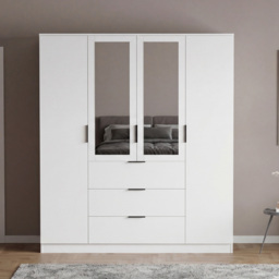 Vida Designs Trega White 4 Door 3 Drawer Mirrored Wardrobe - thumbnail 3