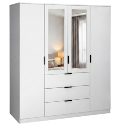Vida Designs Trega White 4 Door 3 Drawer Mirrored Wardrobe - thumbnail 2