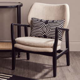 Premier Housewares Stockholm Beige and Black Wooden Frame Chair - thumbnail 1