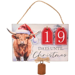 The Seasonal Gift Co. Highland Cow Countdown to Christmas Plaque - thumbnail 1