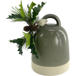 Mistletoe Cottage Sage Green Ceramic Christmas Bell