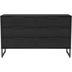 Crowndale Fluted 6 Drawer Black Ash Wide Chest of Drawers Ready Assembled - thumbnail 2