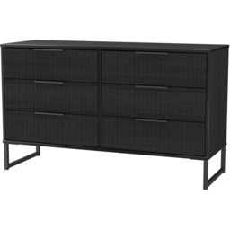 Crowndale Fluted 6 Drawer Black Ash Wide Chest of Drawers Ready Assembled - thumbnail 4