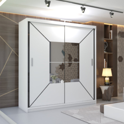 M N Furniture Nicle 2 Door White Mirrored Sliding Wardrobe 180cm - thumbnail 3