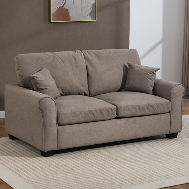 Artemis Home Lewiston 2 Seater Brown Fabric Sofa Bed - image 1