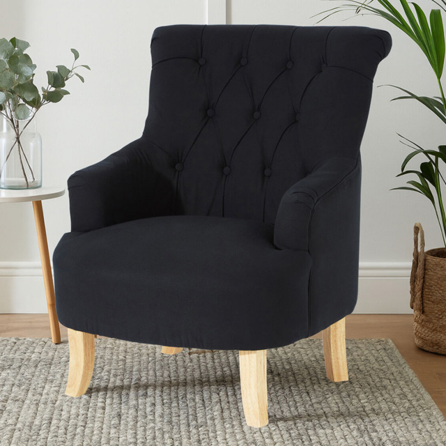Premier Housewares Hampstead Black Cotton Fabric Armchair - image 1