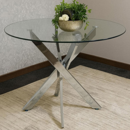 Kosy Koala Glass Round Dining Table with Chrome Legs