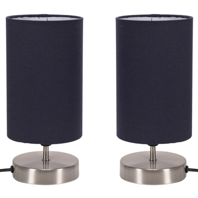 ValueLights Francis 2 Pack Gold Touch Table Lamp with Navy Shade and Bulb - image 1
