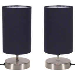 ValueLights Francis 2 Pack Gold Touch Table Lamp with Navy Shade and Bulb - thumbnail 1