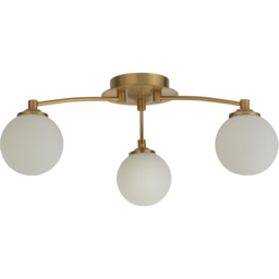 Lighting Collection 3 Light Opal and Brass Ceiling Light