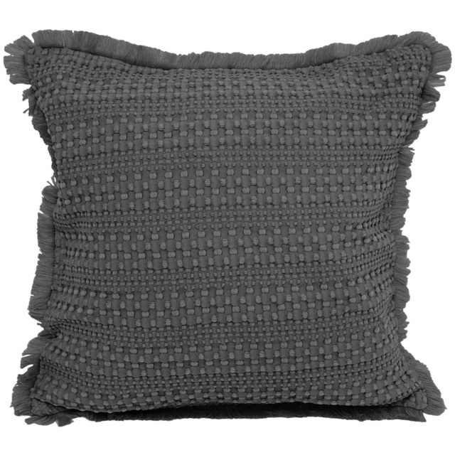 Velosso Waffle Fringed Charcoal Filled Cushion 43 x 43cm 2 Pack - image 1
