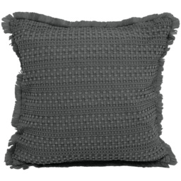 Velosso Waffle Fringed Charcoal Filled Cushion 43 x 43cm 2 Pack