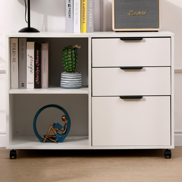 MMT Furniture Designs 3 Drawer 2 Shelf White Under Desk Storage Cabinet - image 1