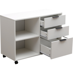 MMT Furniture Designs 3 Drawer 2 Shelf White Under Desk Storage Cabinet - thumbnail 3