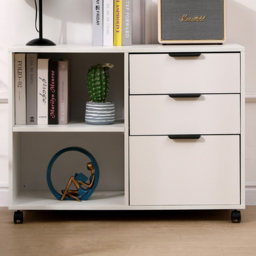 MMT Furniture Designs 3 Drawer 2 Shelf White Under Desk Storage Cabinet - thumbnail 1
