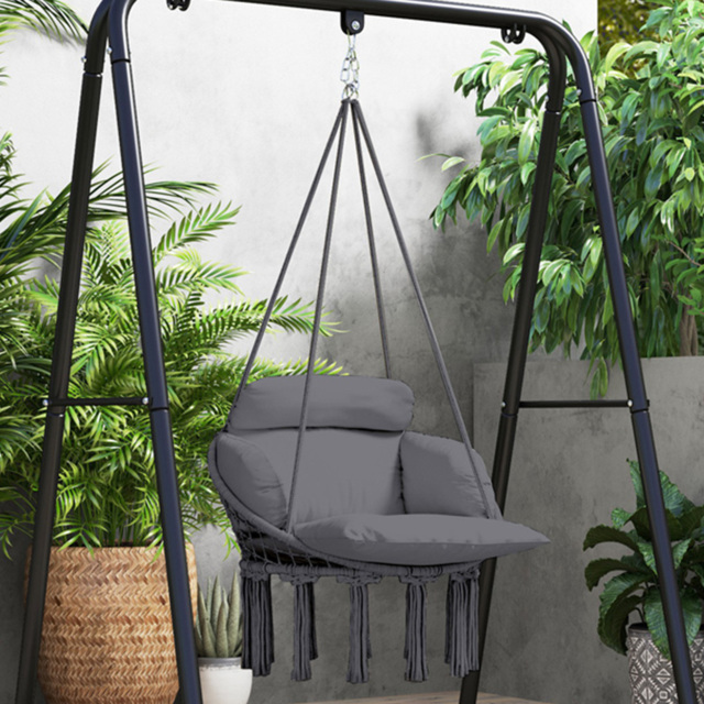 Outsunny Boho Dark Grey Hammock Chair - image 1