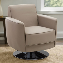 Premier Housewares Wester Mink Leather Effect Swivel Accent Chair - thumbnail 1