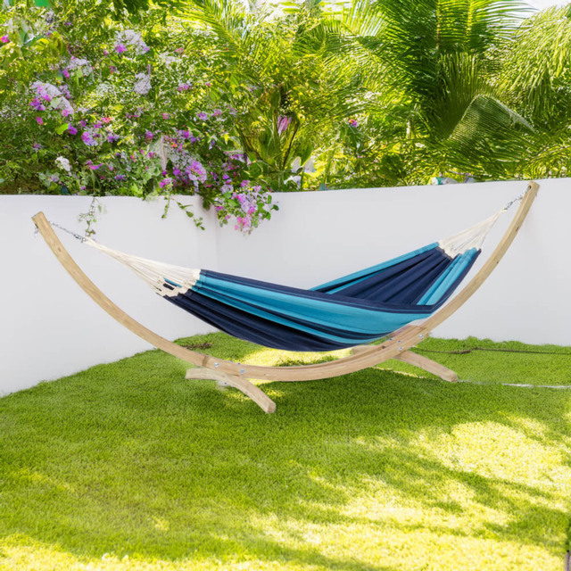 Amazonas Santana Blue Single Premium Traditional Cotton Garden Hammock Set - image 1