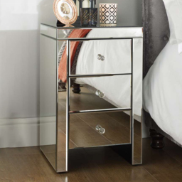 Birlea Seville 3 Drawer Mirrored Bedside Table - thumbnail 1