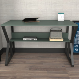 Decorotika Wake Green and Black Single Shelf Computer Desk - thumbnail 1