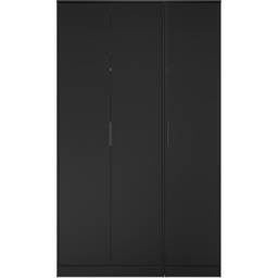 Crowndale Hong Kong 3 Door Matt Black Tall Wardrobe Ready Assembled - thumbnail 2