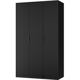 Crowndale Hong Kong 3 Door Matt Black Tall Wardrobe Ready Assembled - thumbnail 4