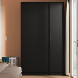 Crowndale Hong Kong 3 Door Matt Black Tall Wardrobe Ready Assembled - thumbnail 1