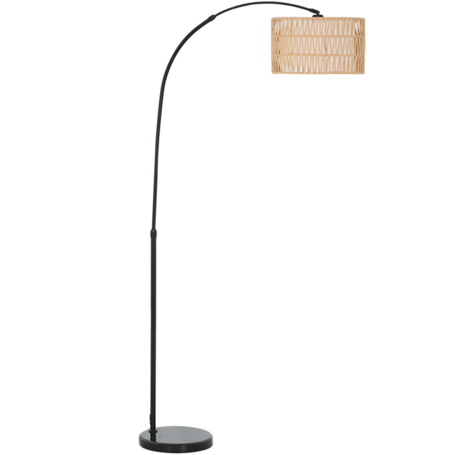 Portland Hemp Rope Shade Black Metal Adjustable Floor Lamp with Foot Switch - image 1