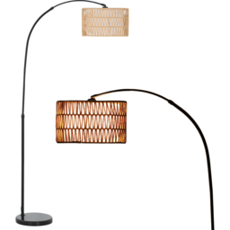 Portland Hemp Rope Shade Black Metal Adjustable Floor Lamp with Foot Switch - thumbnail 3