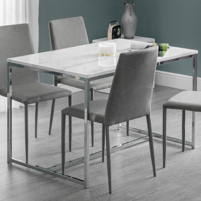 Julian Bowen Scala Chrome and White Dining Table - image 1