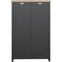 GFW Lancaster Black and Oak 2 Door Tall Shoe Cabinet - thumbnail 4